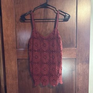 Elegant Crochet Lace Top in Rust